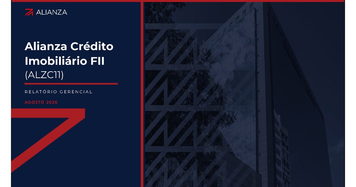 Capa do Relatório Gerencial de 08/2026 do ALZC11 (ALIANZA CRÉDITO IMOBILIÁRIO FUNDO DE INVESTIMENTO IMOBILIÁRIO RESPONSABILIDADE LIMITADA)
