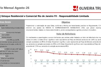 Capa do Relatório Gerencial de 08/2026 do ERCR11 (ESTOQUE RESIDENCIAL E COMERCIAL RIO DE JANEIRO FUNDO DE INVESTIMENTO IMOBILIÁRIO - RESP LIMITADA)