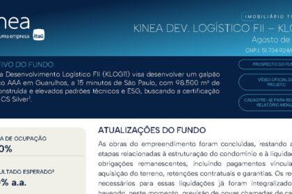 Capa do Relatório Gerencial de 08/2026 do KLOG11 (KINEA DESENVOLVIMENTO LOGÍSTICO FUNDO DE INVESTIMENTO IMOBILIÁRIO RESPONSABILIDADE LIMITADA)