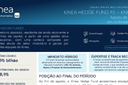 Capa do Relatório Gerencial de 08/2026 do KNHF11 (KINEA HEDGE FUND FUNDO DE INVESTIMENTO IMOBILIÁRIO - RESPONSABILIDADE LIMITADA)