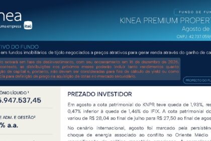 Capa do Relatório Gerencial de 08/2026 do KNPR11 (KINEA PREMIUM PROPERTIES FUNDO DE INVESTIMENTO IMOBILIÁRIO - RESPONSABILIDADE LIMITADA)