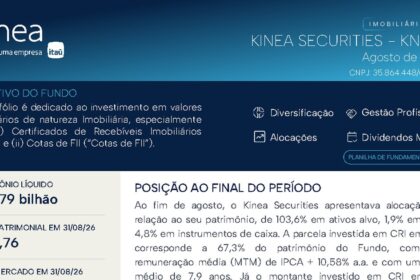Capa do Relatório Gerencial de 08/2026 do KNSC11 (KINEA SECURITIES FUNDO DE INVESTIMENTO IMOBILIÁRIO RESPONSABILIDADE LIMITADA)