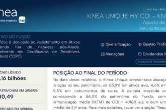 Capa do Relatório Gerencial de 08/2026 do KNUQ11 (KINEA UNIQUE HY CDI FUNDO DE INVESTIMENTO IMOBILIÁRIO RESPONSABILIDADE LIMITADA)