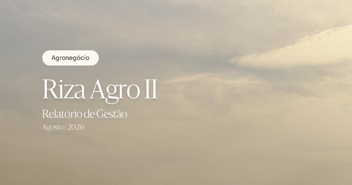 Capa do Relatório Gerencial de 08/2026 do LSAG11 (RIZA AGRO II FI NAS CADEIAS PRODUTIVAS AGROINDUSTRIAIS - FIAGRO - IMOBILIÁRIO - RESP LIMITADA)