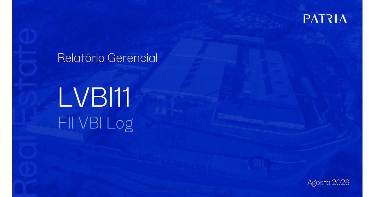 Capa do Relatório Gerencial de 08/2026 do LVBI11 (FUNDO DE INVESTIMENTO IMOBILIÁRIO VBI LOGÍSTICO - RESPONSABILIDADE LIMITADA)
