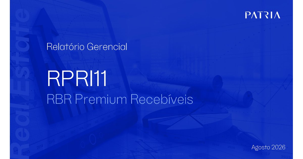 Capa do Relatório Gerencial de 08/2026 do RPRI11 (RBR PREMIUM RECEBÍVEIS IMOBILIÁRIOS FUNDO DE INVESTIMENTO IMOBILIÁRIO RESPONSABILIDADE LIMITADA)