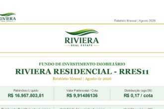 Capa do Relatório Gerencial de 08/2026 do RRES11 (FUNDO DE INVESTIMENTO IMOBILIÁRIO RIVIERA RESIDENCIAL - RESPONSABILIDADE LIMITADA)