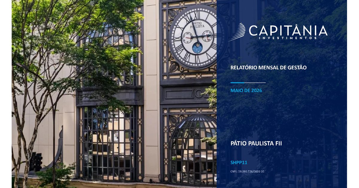 Capa do Relatório Gerencial de 05/2026 do SHPP11 (SHOPPING PÁTIO PAULISTA FUNDO DE INVESTIMENTO IMOBILIÁRIO RESPONSABILIDADE LIMITADA)