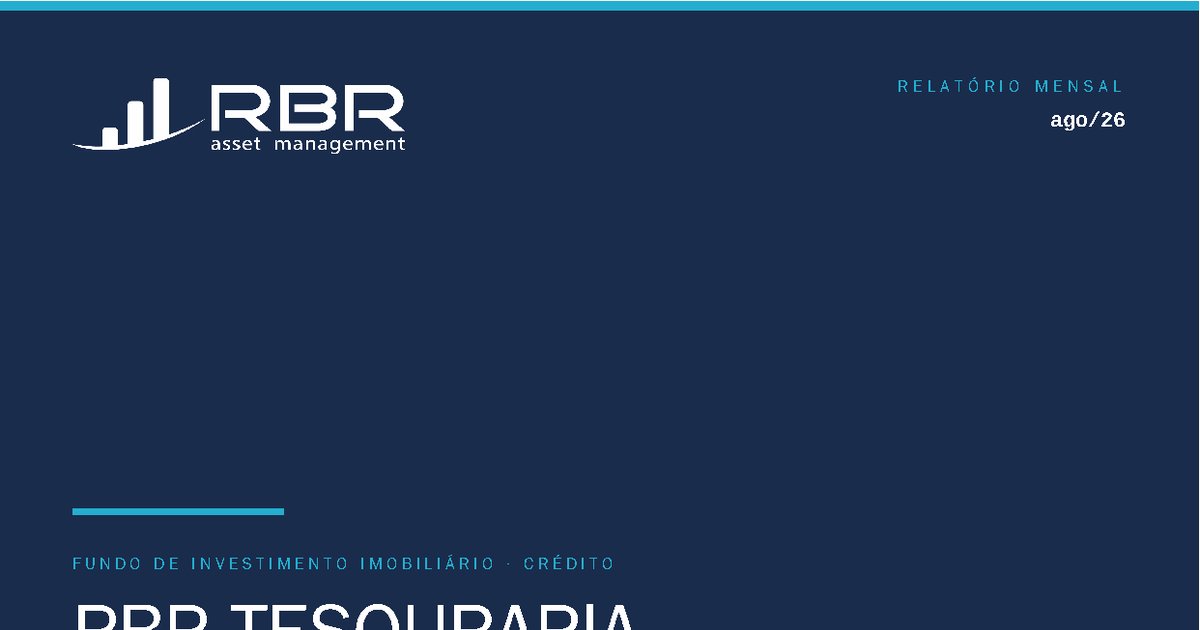 Capa do Relatório Gerencial de 08/2026 do TINF11 (RBR TESOURARIA FII IPCA+ FUNDO DE INVESTIMENTO IMOBILIÁRIO RESPONSABILIDADE LIMITADA)