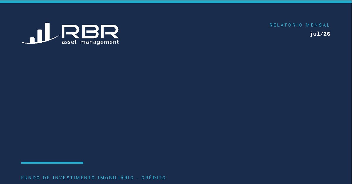Capa do Relatório Gerencial de 07/2026 do TINF11 (RBR TESOURARIA FII IPCA+ FUNDO DE INVESTIMENTO IMOBILIÁRIO RESPONSABILIDADE LIMITADA)