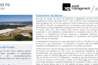Capa do Relatório Gerencial de 08/2026 do XPLG11 (XP LOG FUNDO DE INVESTIMENTO IMOBILIÁRIO RESPONSABILIDADE LIMITADA - FII)