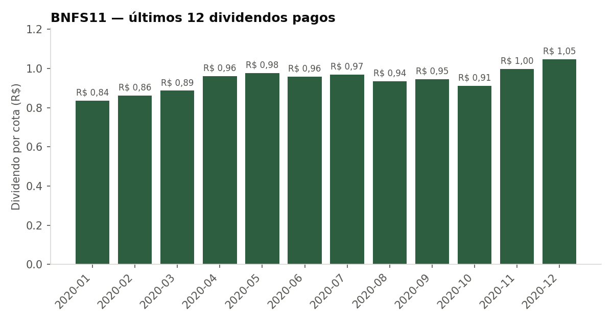 Últimos dividendos pagos pelo BNFS11