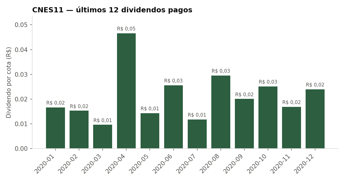 Últimos dividendos pagos pelo CNES11