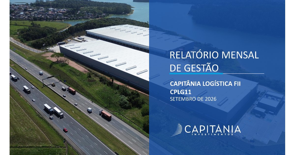 Capa do Relatório Gerencial de 09/2026 do CPLG11 (CAPITÂNIA LOGÍSTICA FUNDO DE INVESTIMENTO IMOBILIÁRIO - RESPONSABILIDADE LIMITADA)