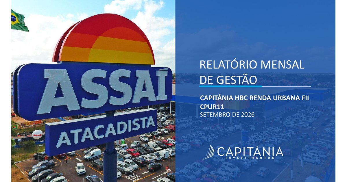 Capa do Relatório Gerencial de 09/2026 do CPUR11 (CAPITÂNIA HBC RENDA URBANA FUNDO DE INVESTIMENTO IMOBILIÁRIO RESPONSABILIDADE LIMITADA)