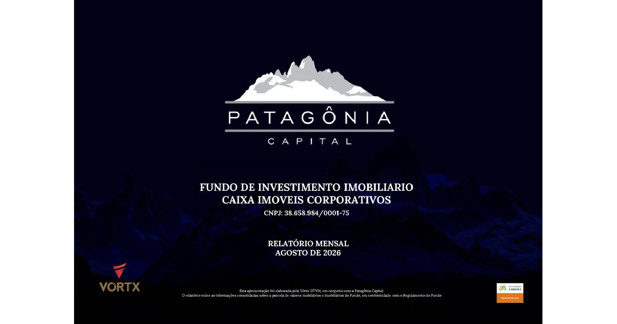 Capa do Relatório Gerencial de 08/2026 do CXCO11 (CAIXA IMÓVEIS CORPORATIVOS FUNDO DE INVESTIMENTO IMOBILIÁRIO - RESPONSABILIDADE LIMITADA)