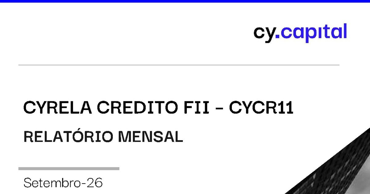 Capa do Relatório Gerencial de 09/2026 do CYCR11 (CYRELA CRÉDITO - FUNDO DE INVESTIMENTO IMOBILIÁRIO - RESPONSABILIDADE LIMITADA)