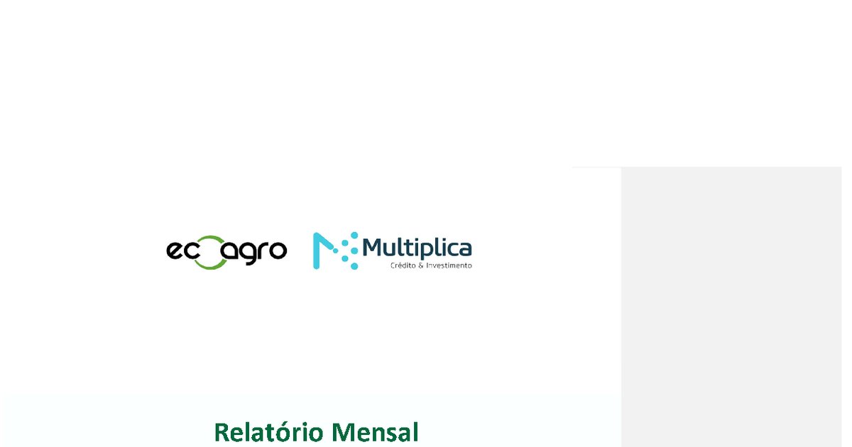 Capa do Relatório Gerencial de 08/2026 do EGAF11 (ECOAGRO I FIAGRO- RESPONSABILIDADE LIMITADA)