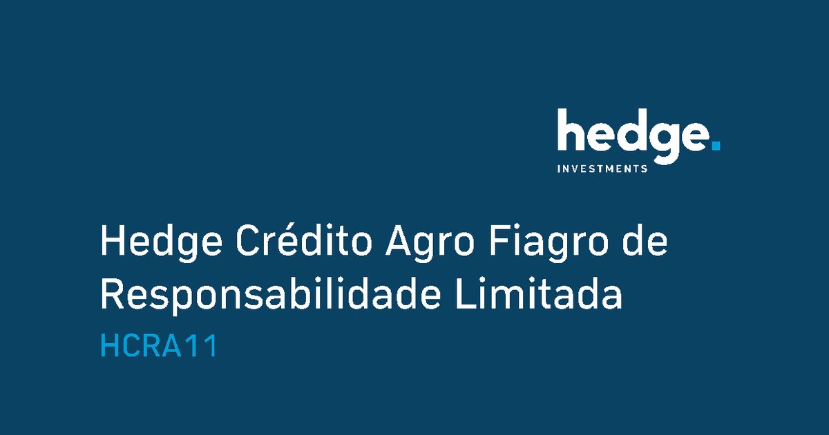 Capa do Relatório Gerencial de 09/2026 do HCRA11 (HEDGE CRÉDITO AGRO FIAGRO DE RESPONSABILIDADE LIMITADA)