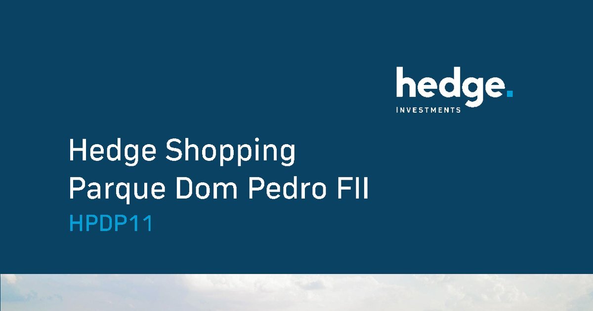 Capa do Relatório Gerencial de 09/2026 do HPDP11 (HEDGE SHOPPING PARQUE DOM PEDRO FUNDO DE INVESTIMENTO IMOBILIÁRIO DE RESPONSABILIDADE LIMITADA)
