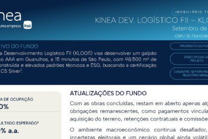 Capa do Relatório Gerencial de 09/2026 do KLOG11 (KINEA DESENVOLVIMENTO LOGÍSTICO FUNDO DE INVESTIMENTO IMOBILIÁRIO RESPONSABILIDADE LIMITADA)