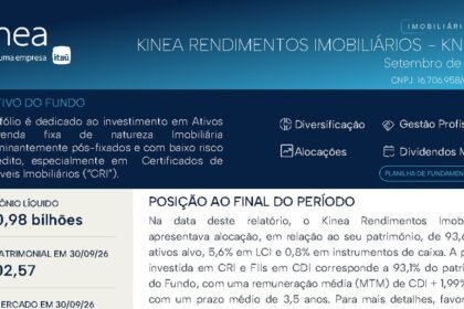 Capa do Relatório Gerencial de 09/2026 do KNCR11 (KINEA RENDIMENTOS IMOBILIÁRIOS FUNDO DE INVESTIMENTO IMOBILIÁRIO RESPONSABILIDADE LIMITADA)