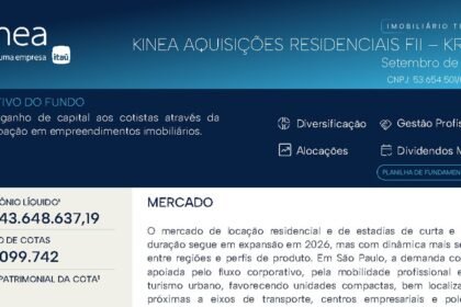 Capa do Relatório Gerencial de 09/2026 do KRES11 (KINEA AQUISIÇÕES RESIDENCIAIS FUNDO DE INVESTIMENTO IMOBILIÁRIO - RESPONSABILIDADE LIMITADA)