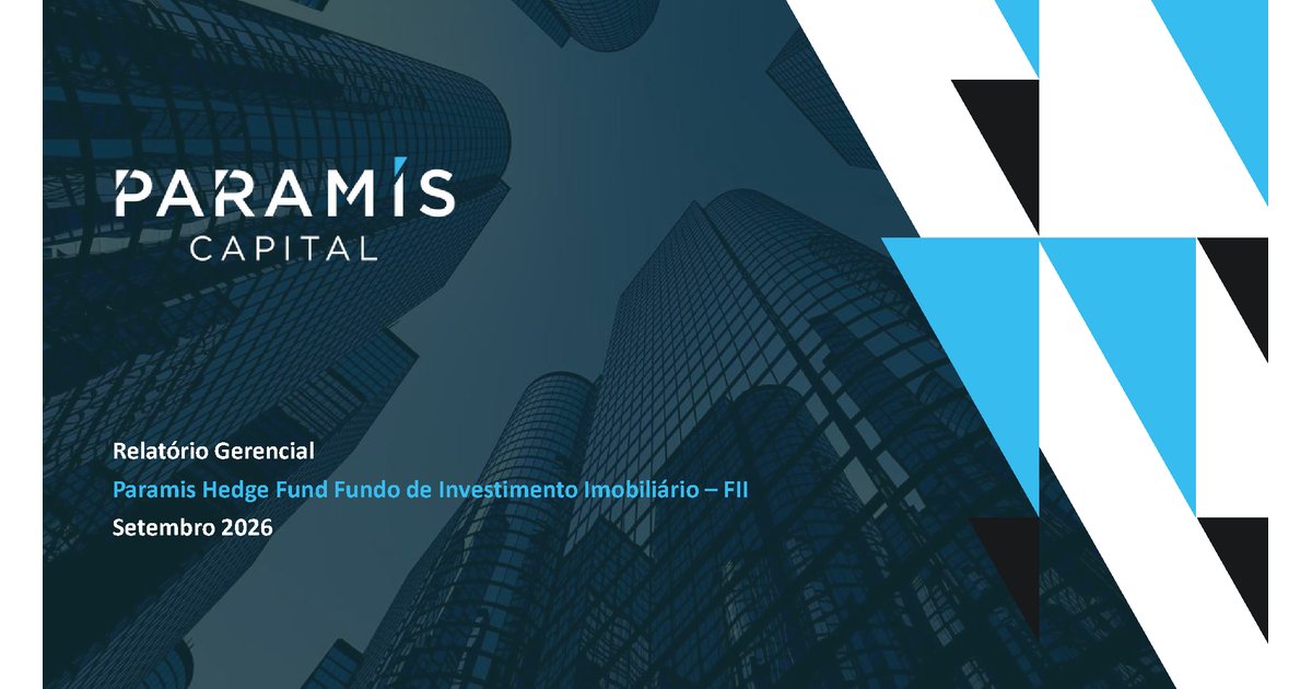 Capa do Relatório Gerencial de 09/2026 do PMIS11 (PARAMIS HEDGE FUND FUNDO DE INVESTIMENTO IMOBILIÁRIO - FII RESPONSABILIDADE LIMITADA)