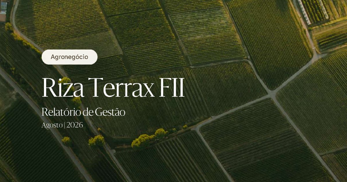 Capa do Relatório Gerencial de 08/2026 do RZTR11 (FUNDO DE INVESTIMENTO IMOBILIÁRIO RIZA TERRAX)