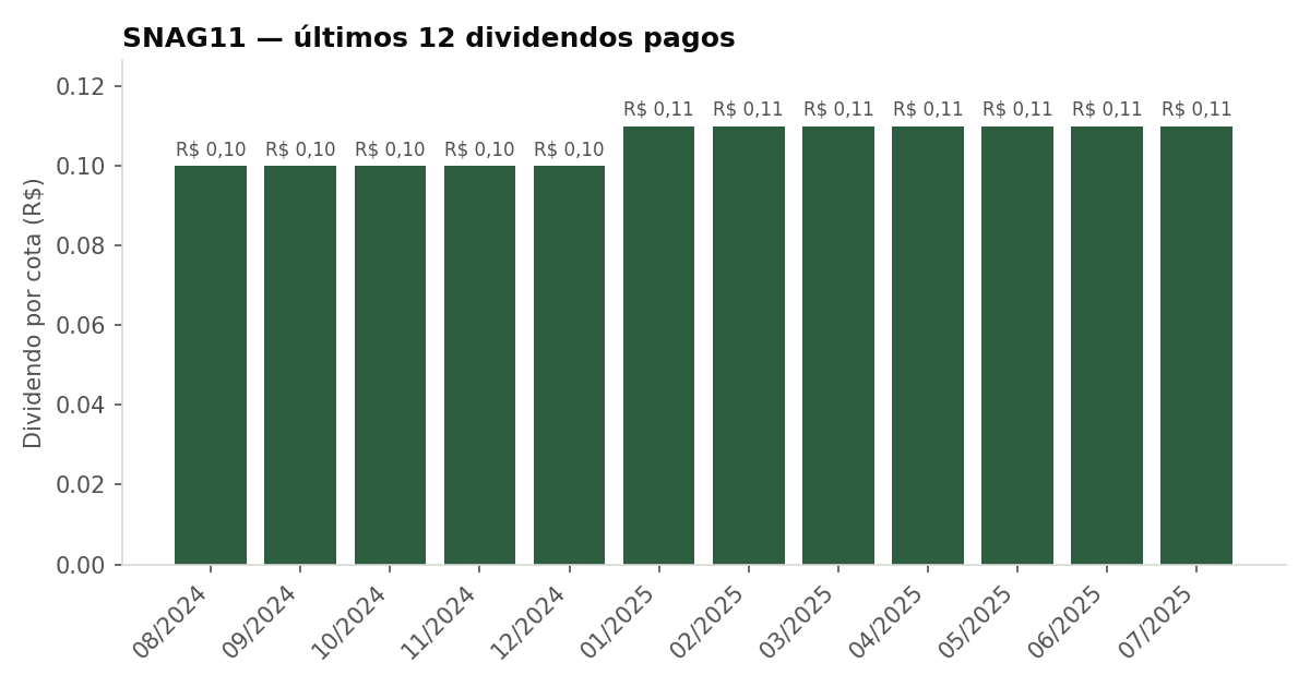 Últimos dividendos pagos pelo SNAG11