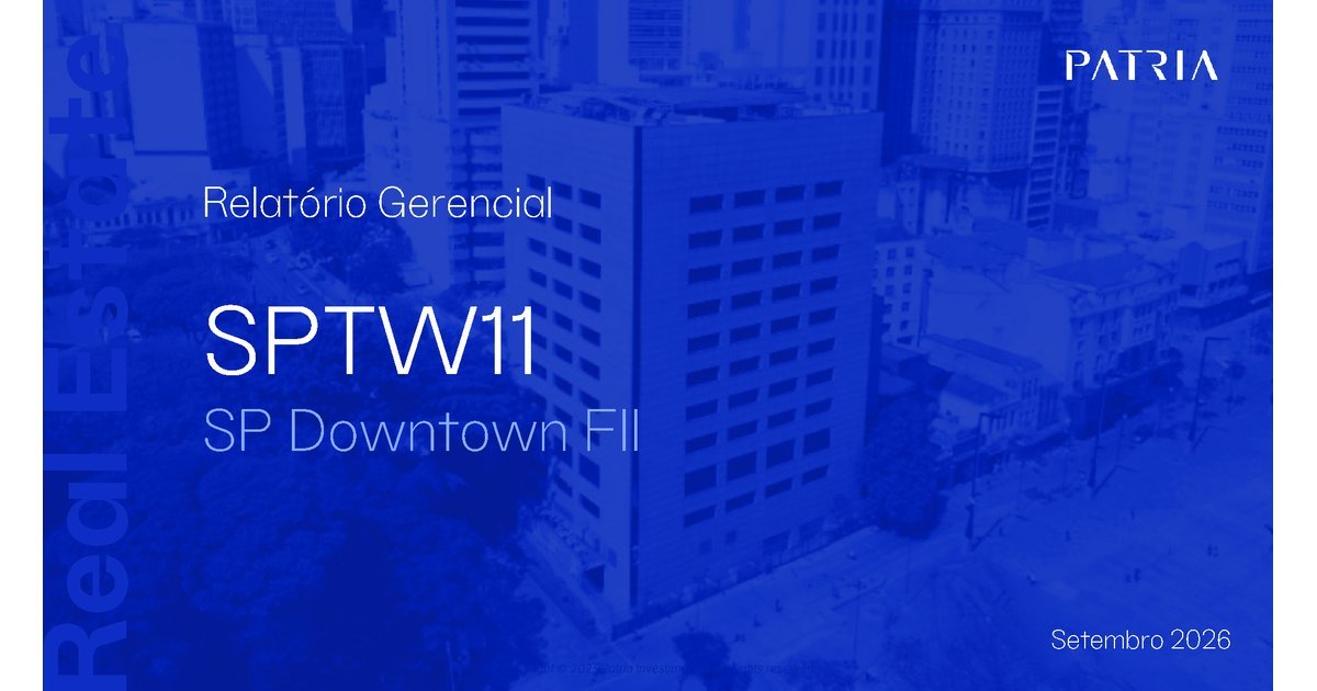 Capa do Relatório Gerencial de 09/2026 do SPTW11 (SP DOWNTOWN FUNDO DE INVESTIMENTO IMOBILIÁRIO - FII)