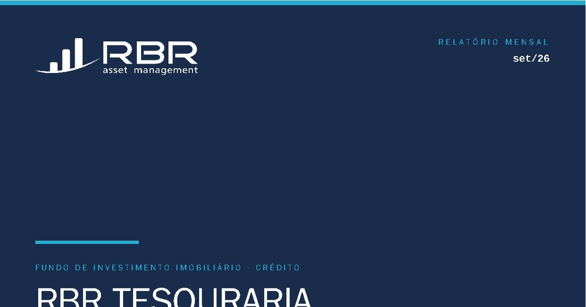 Capa do Relatório Gerencial de 09/2026 do TPOS11 (RBR TESOURARIA FII CDI+ FUNDO DE INVESTIMENTO IMOBILIÁRIO RESPONSABILIDADE LIMITADA)