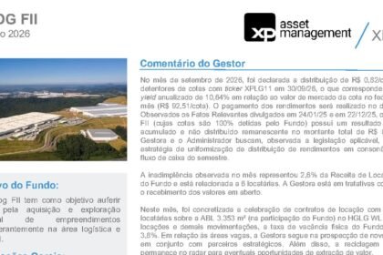 Capa do Relatório Gerencial de 09/2026 do XPLG11 (XP LOG FUNDO DE INVESTIMENTO IMOBILIÁRIO RESPONSABILIDADE LIMITADA - FII)